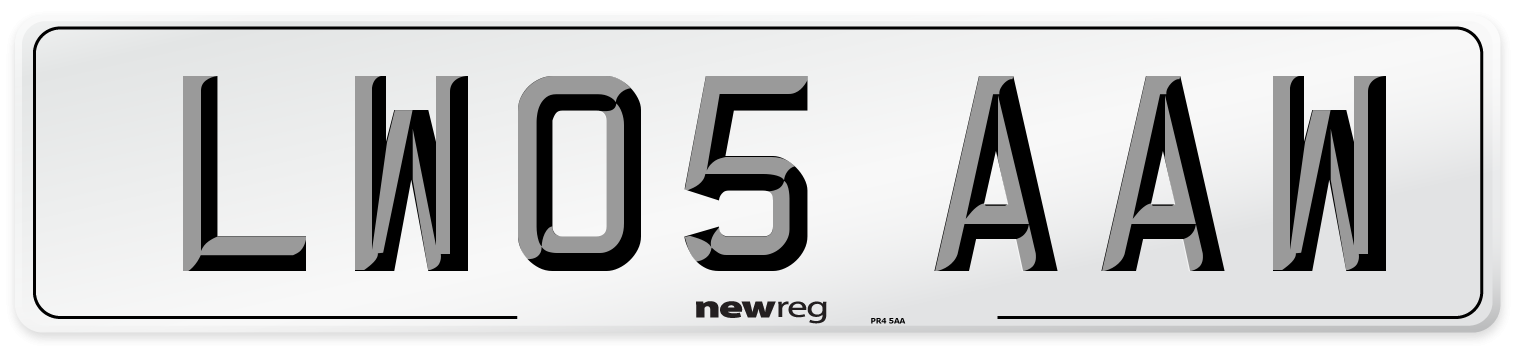 LW05 AAW Number Plate from New Reg